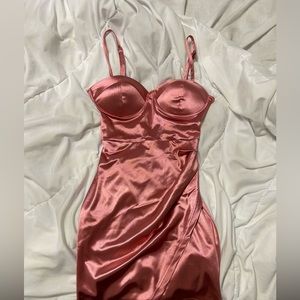 Rose gold padded mini dress